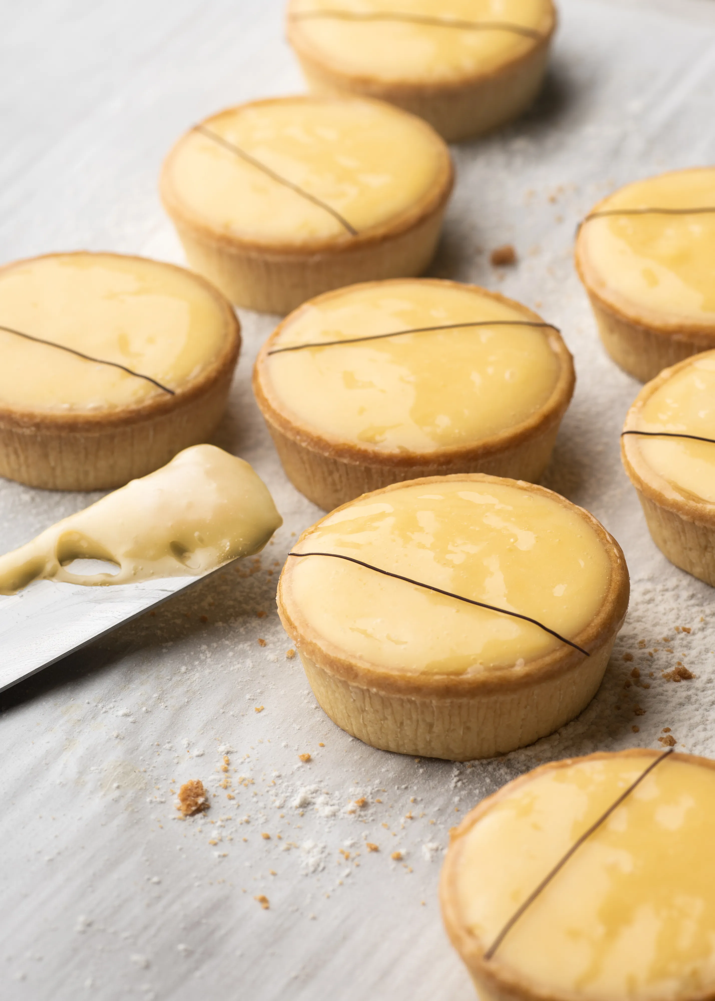FlavorLab lemon curd tart on a cooling rack — locked fresh by Intelli-Fresh™ within 45 minutes of make.